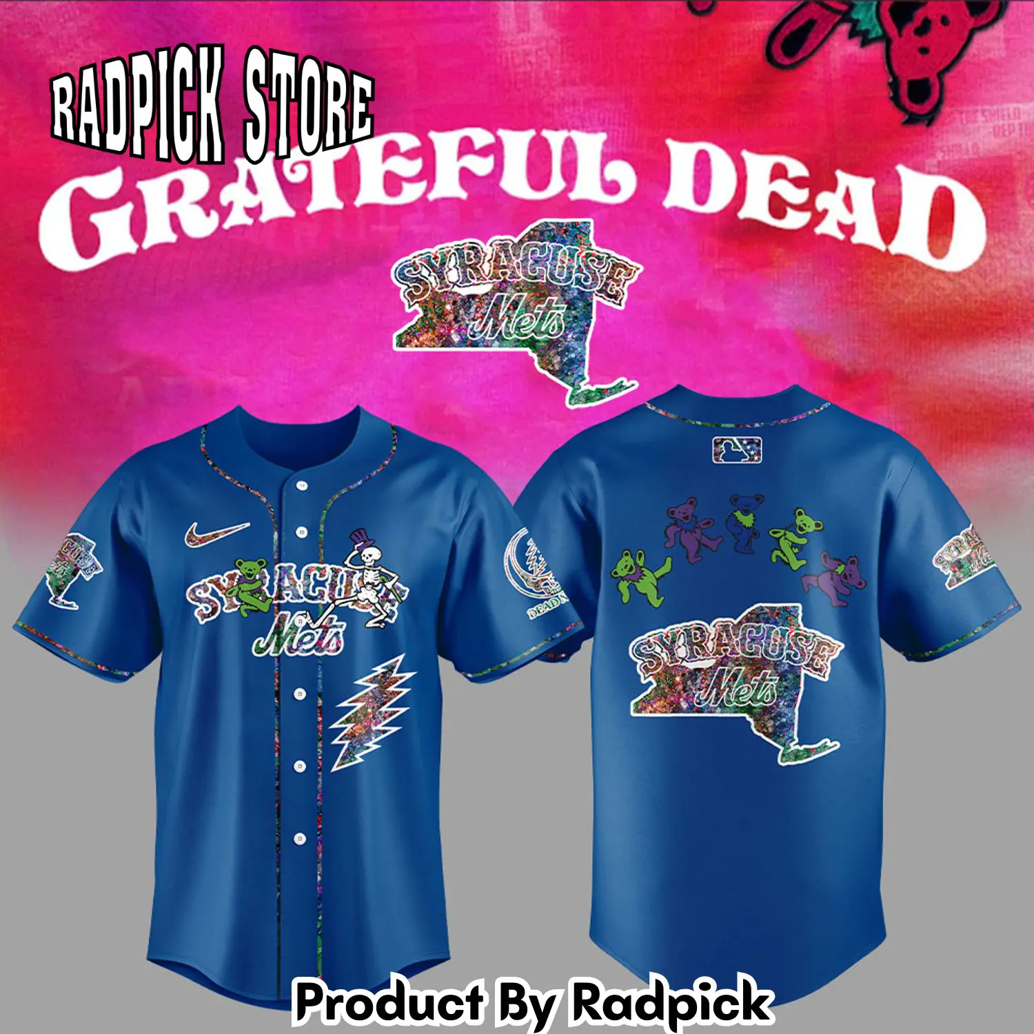 Radpick syracuse mets grateful dead night baseball jersey rp12739